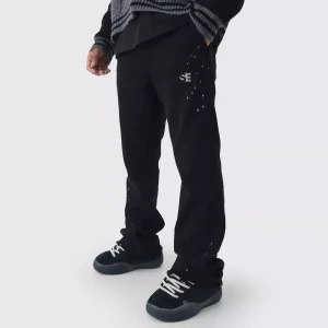Relaxed Flared Carpenter Paint Splatter Trousers