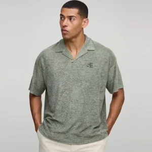 Oversized Textured Revere Polo