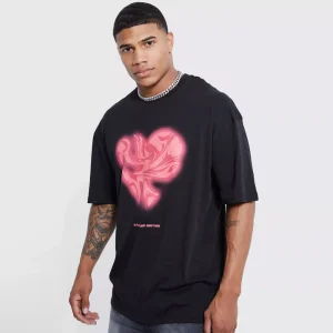 Oversized Marble Heart Graphic T-shirt